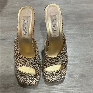 Frederick's of Hollywood Leopard Print Heels UNSIZED I would guess a 7